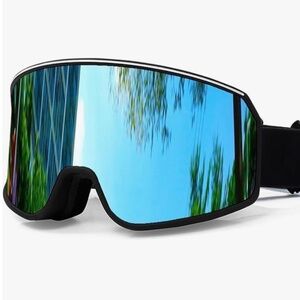 Ski/Snowboard Snow Goggles Magnetic OTG Dual Lens Anti-Fog UV400 NWT- Silver Rev